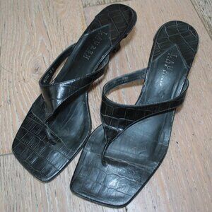 True Vintage 1990s Black Faux Snakeskin Leather Ralph Lauren Sandal Heels
